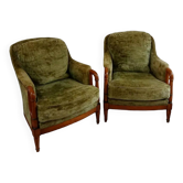 Green English bergere armchairs