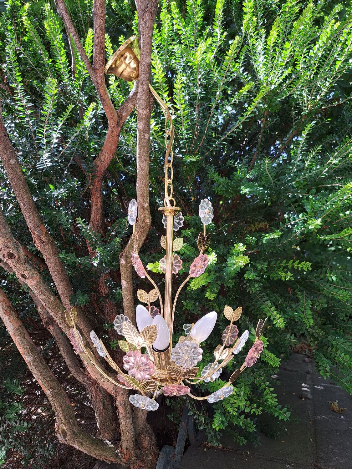 Glass flower chandelier 80s