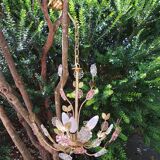 Glass flower chandelier 80s