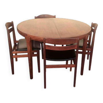 Teak dining table and 4 chairs by Niels Vodder, 1960s.