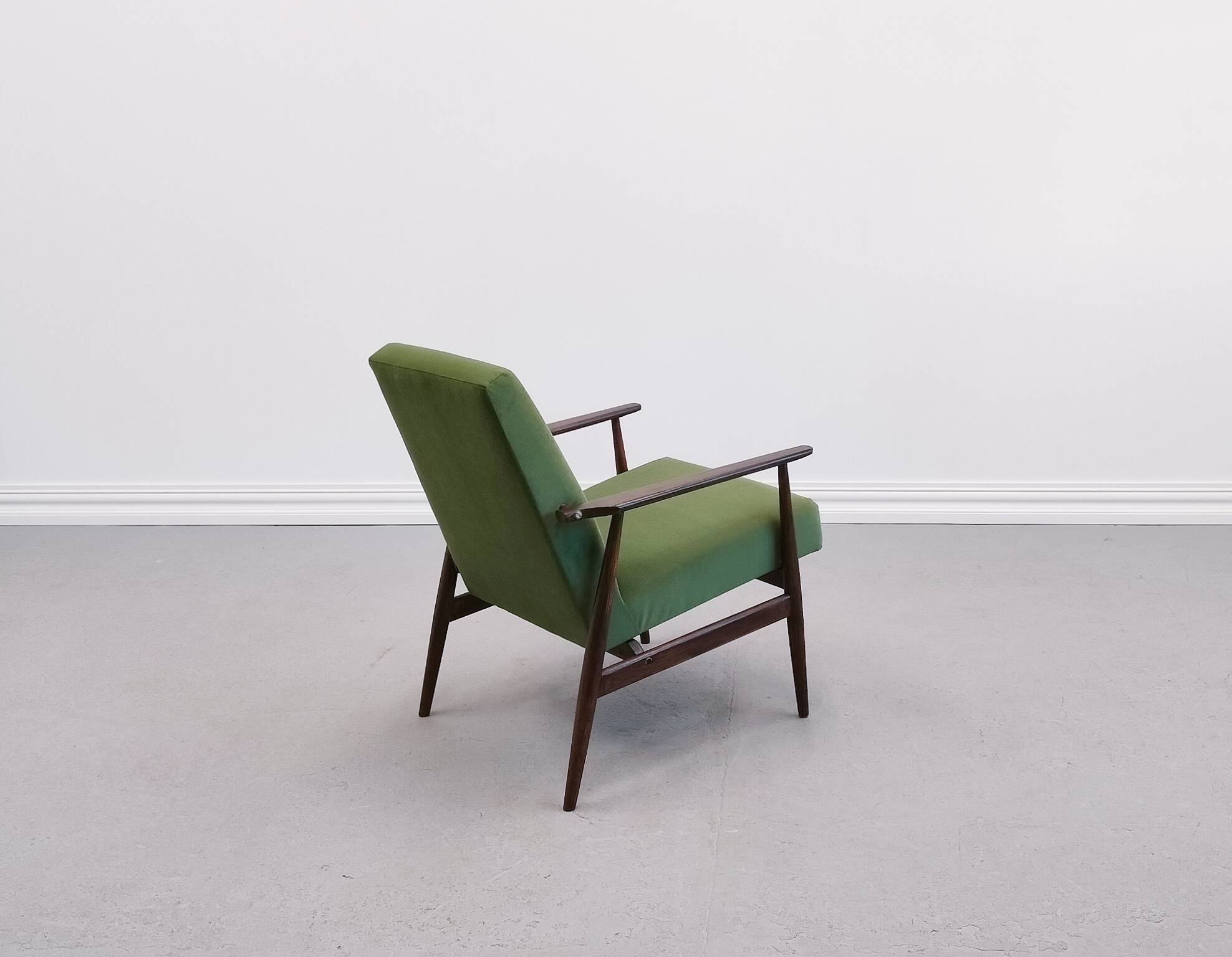 1960 Henryk Lis Mid Century Armchair in Green Velvet