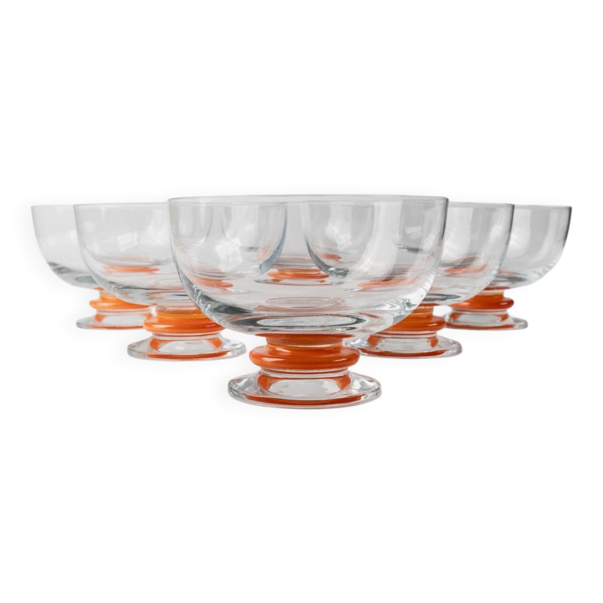 Verres à boire en verre de Murano orange - Ensemble de 6 par Le Gocce, Italie, années 1980 Pop-Art