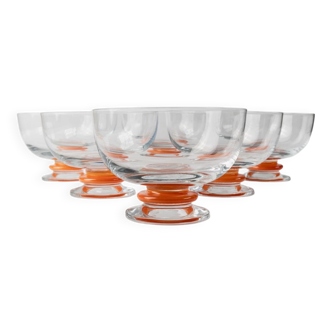 Orange Murano Glass Drinking Glasses - Set of 6 by Le Gocce, Italy, 1980s Pop-Art