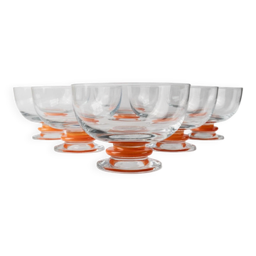 Verres à boire en verre de Murano orange - Ensemble de 6 par Le Gocce, Italie, années 1980 Pop-Art