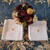 8 Anagram “V” Orange cotton fabric napkins