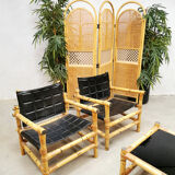 Ensemble de 3 fauteuils de safari suédois de conception de midcentury et ottoman