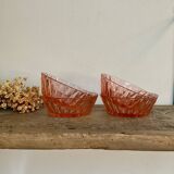 4 pink glass bowls