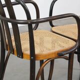 Set of 2 vintage wooden design dining/bistro chairs with woven seats
