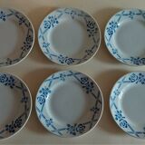 Dessert plates series of six Moulin des Loups Orchies model Bric bleu