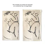 Female painting on unprimed canvas