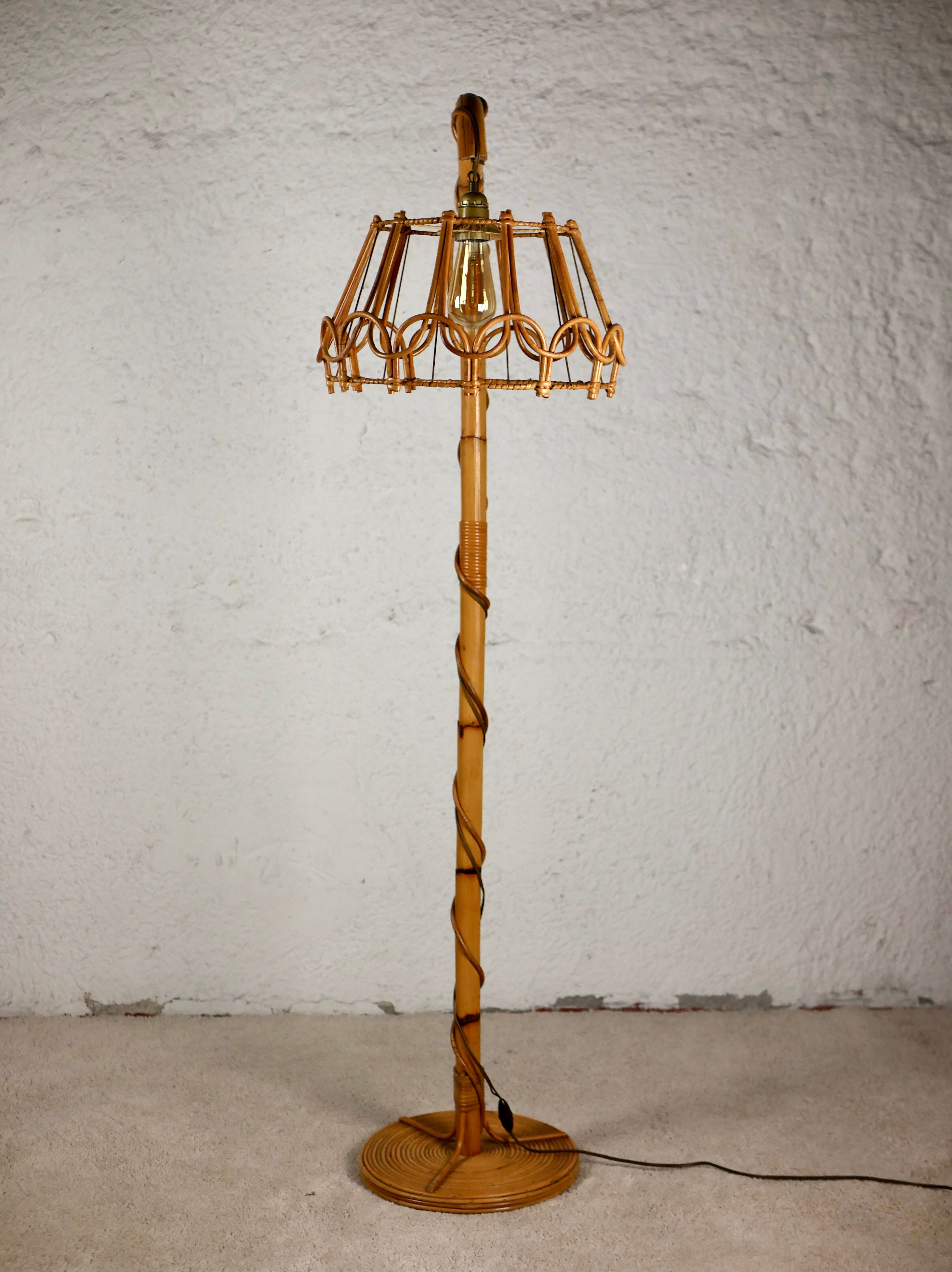 Rattan floor lamp