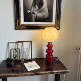 1970s Red and White Glass Space Age Lamp