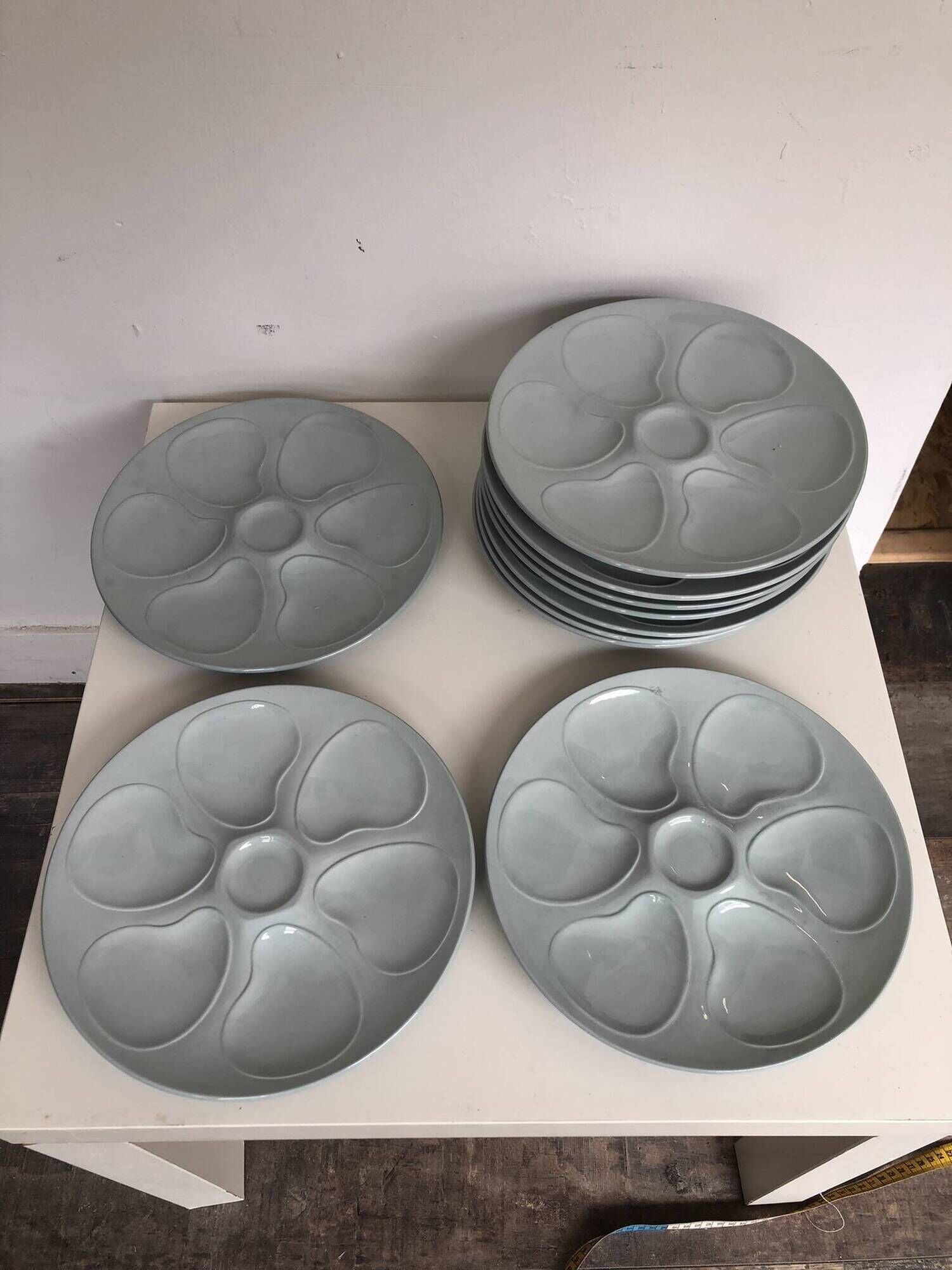 Set of 10 longwy oyster plates france