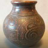 Ceramic vase with incised decoration West Africa circa 1935