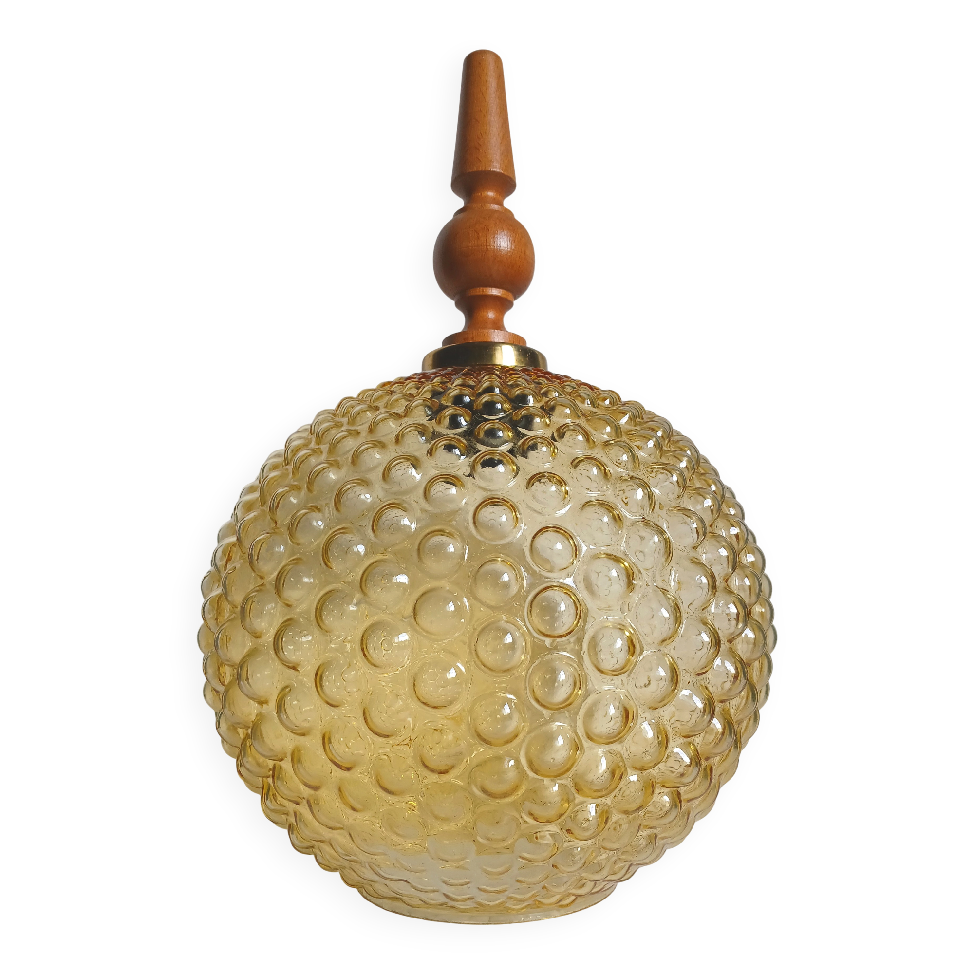 "Bubble" suspension in the style of H. Tynell in amber moulded glass, circa 1970.