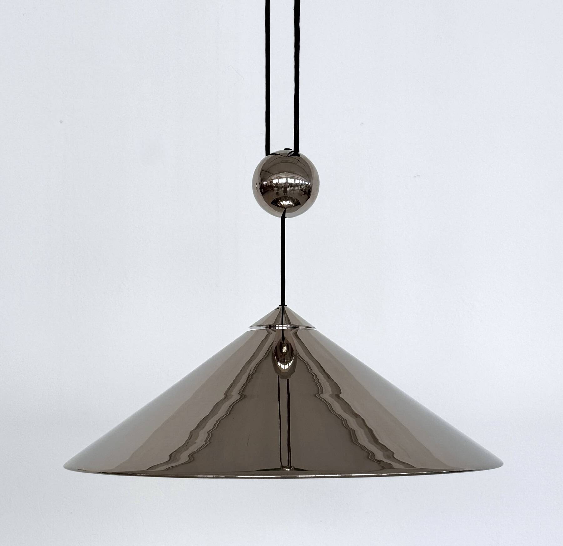 Florian Schulz Large Plated Nickel Pendant Lamp KEOS Pendant, 1970