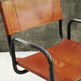 Fauteuil vintage en cuir et acier tubulaire, 1960