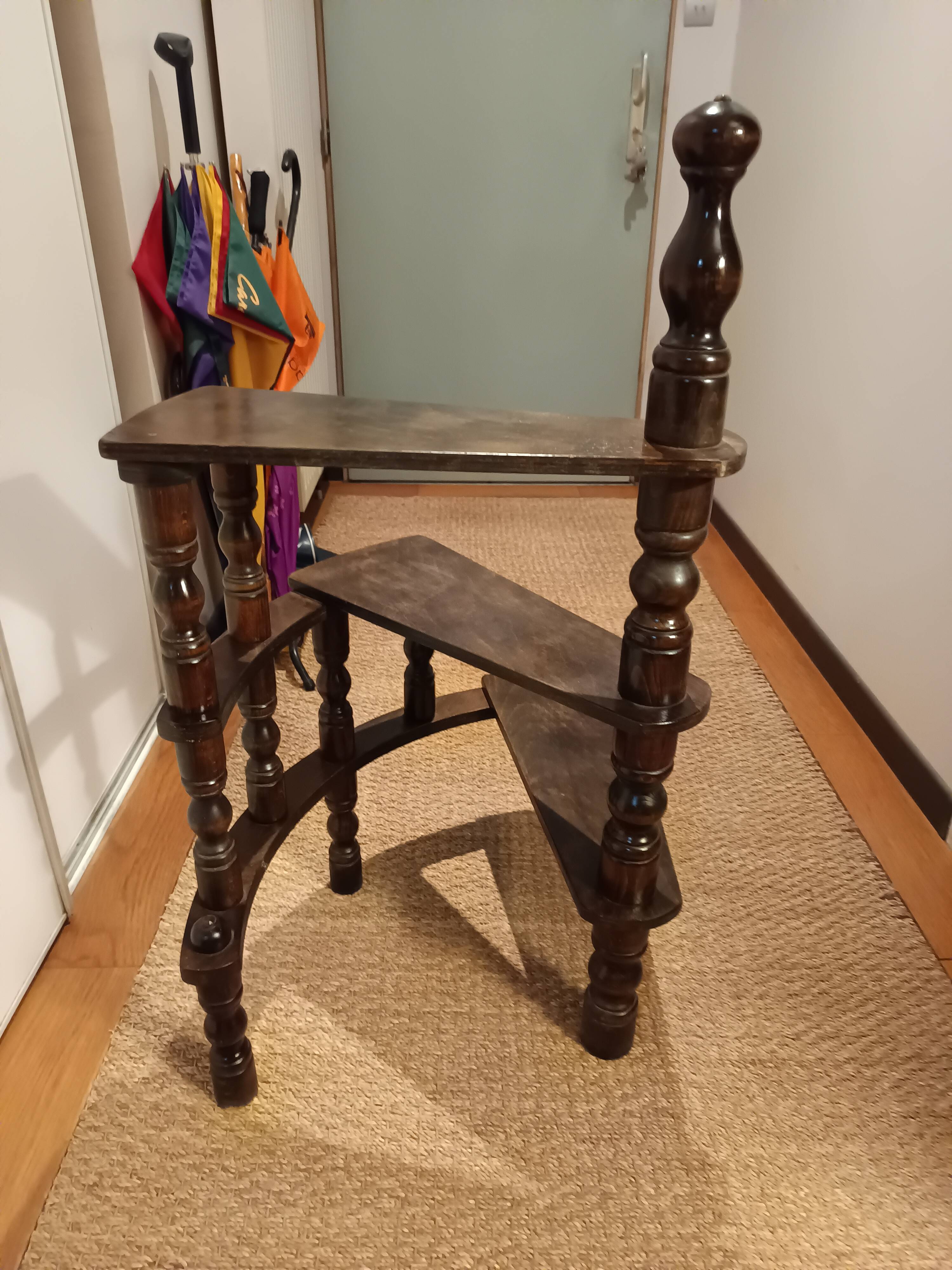 old turned wooden library staircase