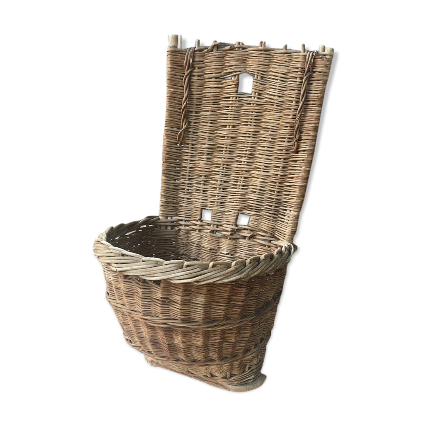 Old wicker harvest hood basket
