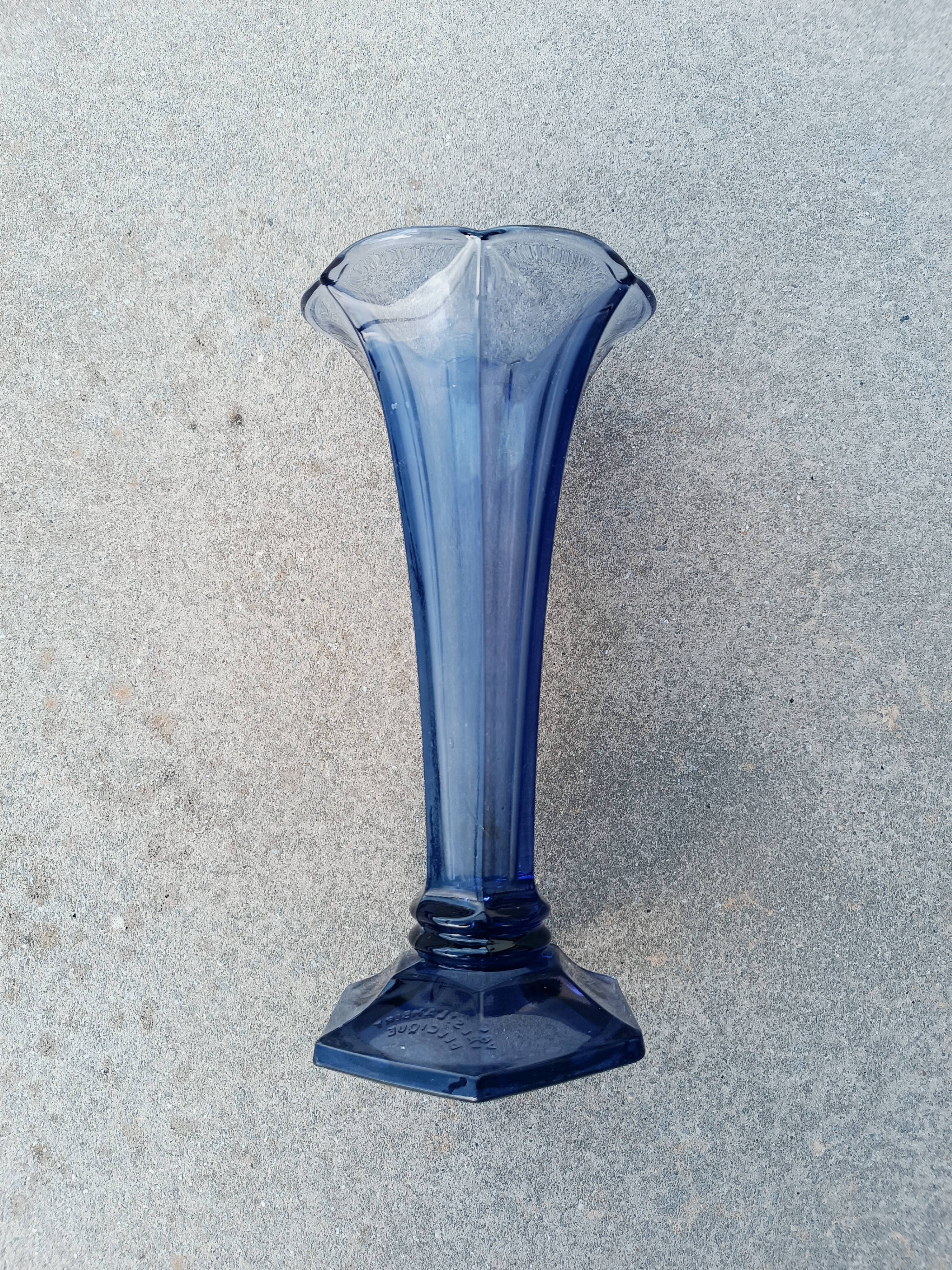 Val Saint Lambert blue art deco vase
