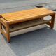 Scandinavian pine bench with canvas storage, 1970s