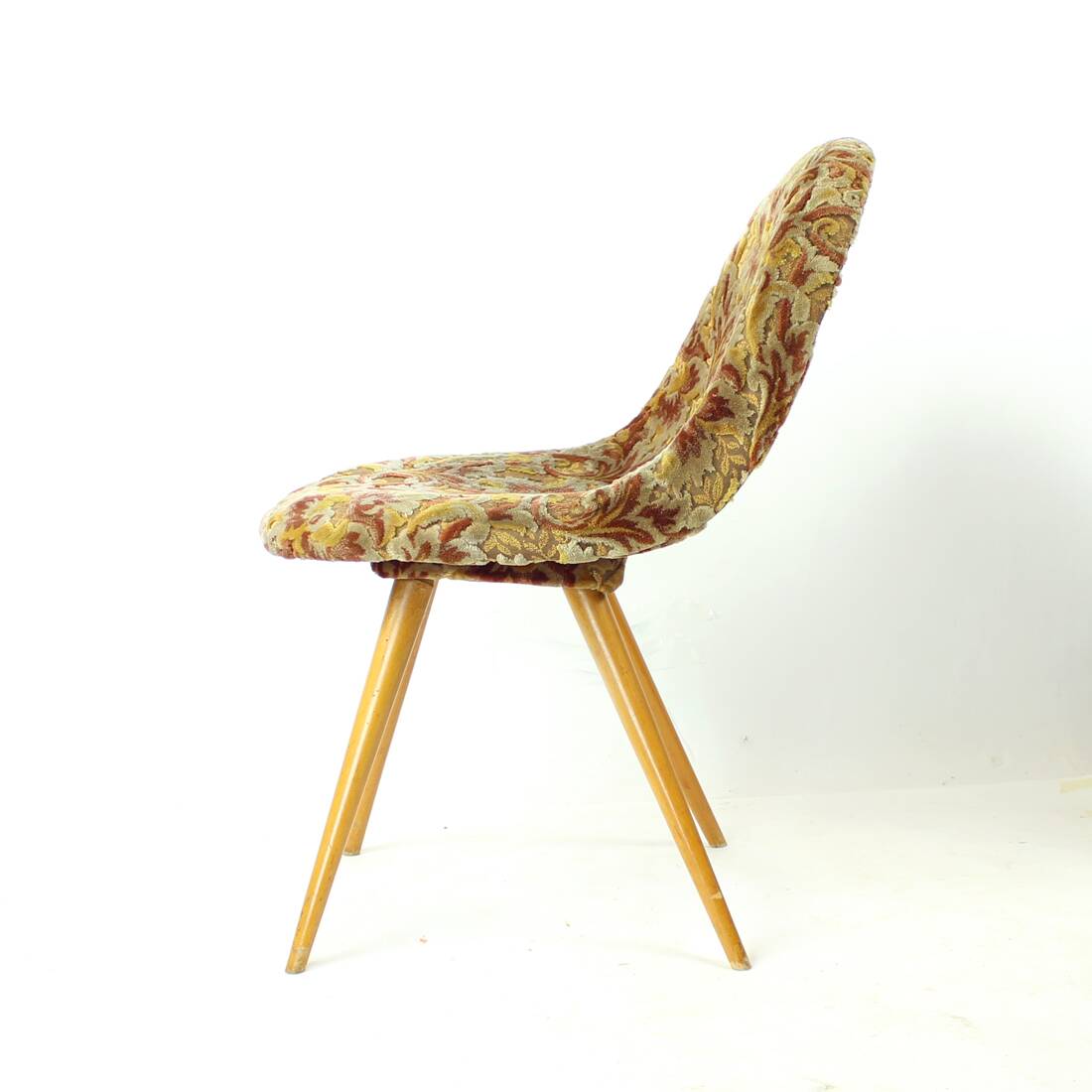 Midcentury Shell Chair By Miroslav Navratil In Original Velvet, Czechoslova