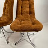 Pair of  chairs - 1970´s - chrome and brown velvet