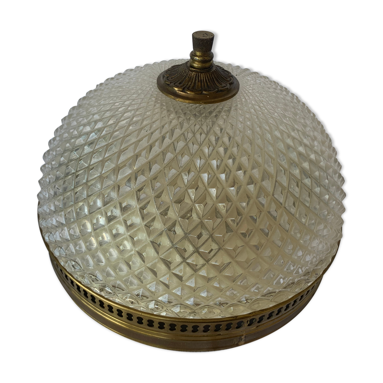 Brass and glass ceiling light