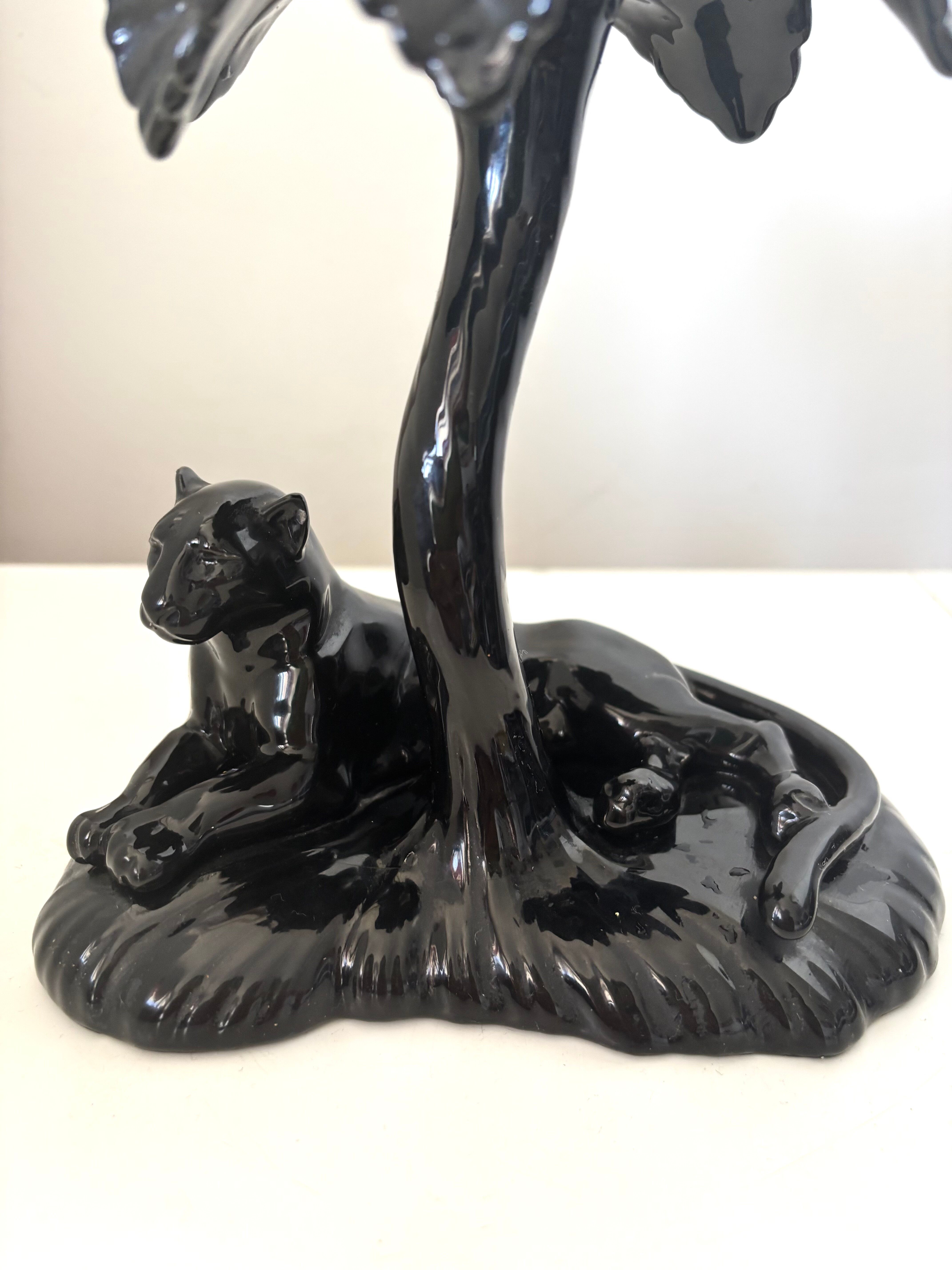 Black panther Art Deco candlestick
