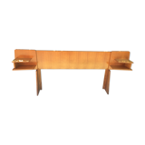 Vintage headboard with hanging bedside tables