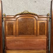 Louis XVI style Parisian center bed in marquetry and gilded bronze