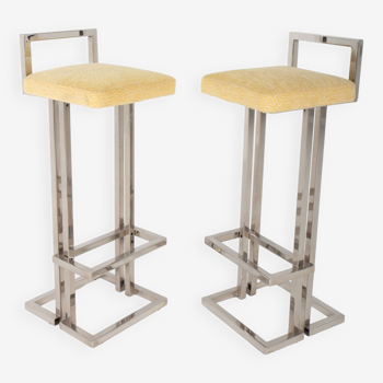 Pair of Belgo Chrom chrome metal bar stools