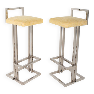 Pair of Belgo Chrom chrome metal bar stools