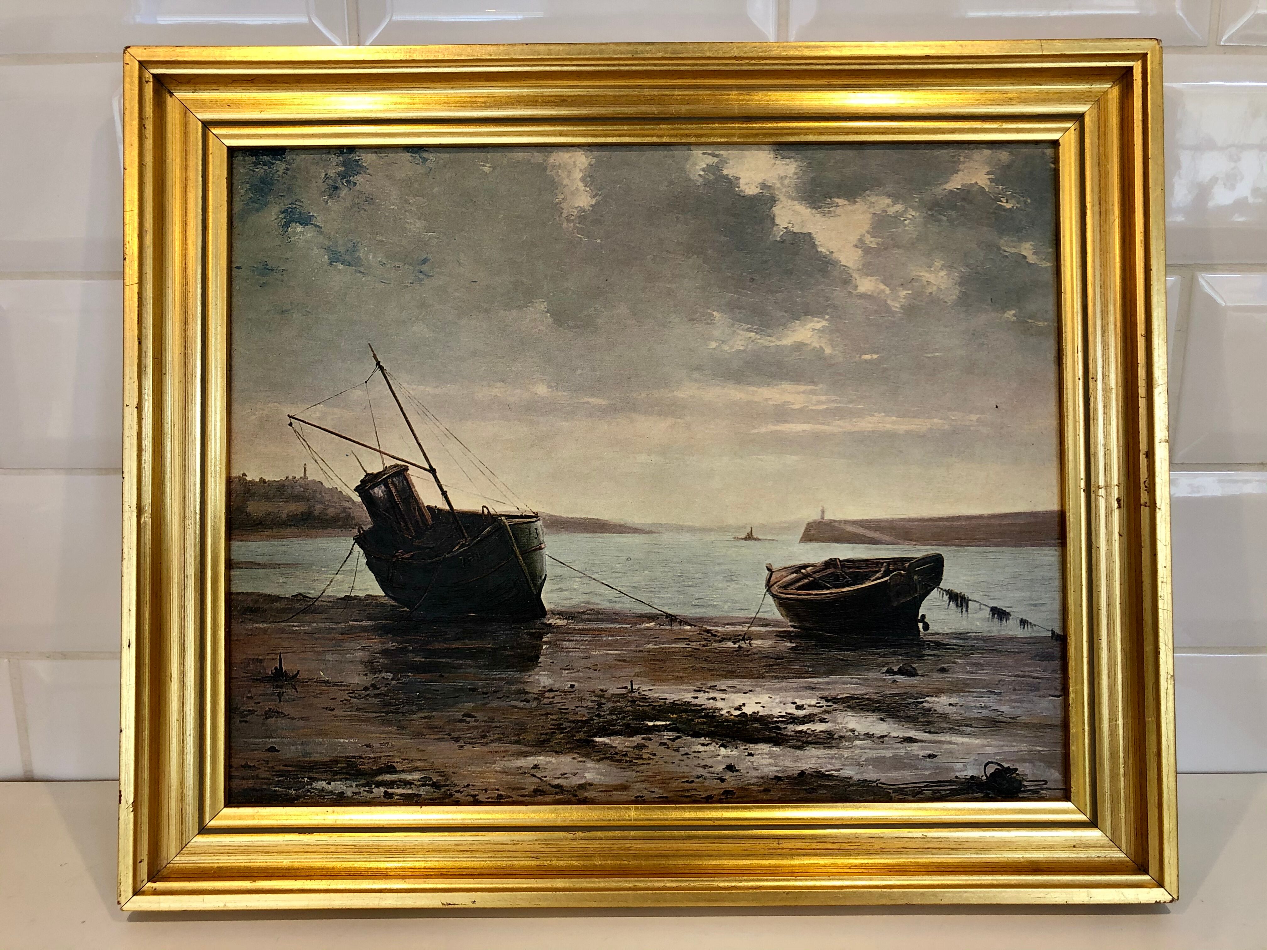 Oil on cardboard, seaside scene