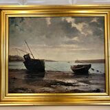 Oil on cardboard, seaside scene