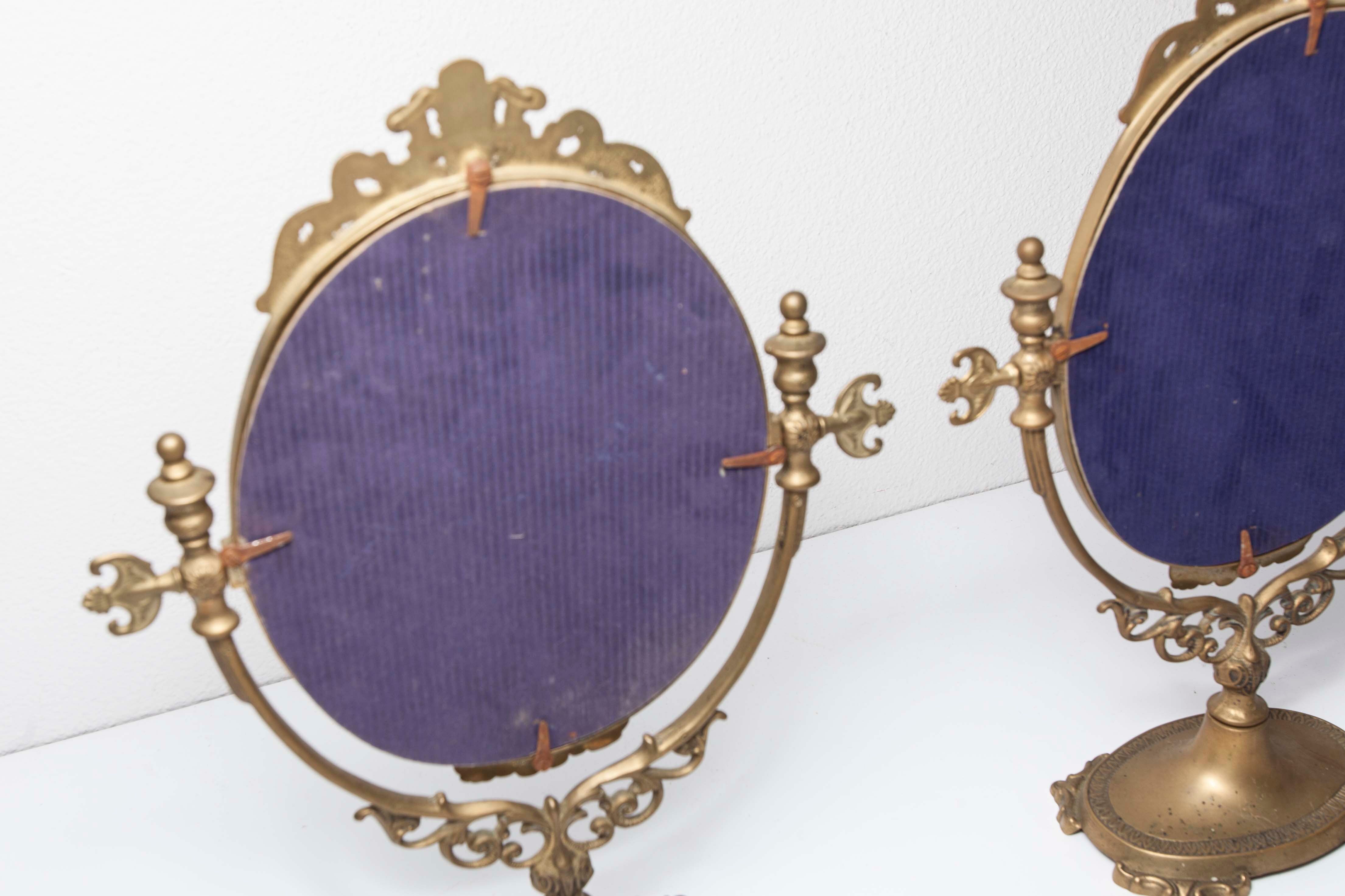 Pair of brass table mirror  28x39cm