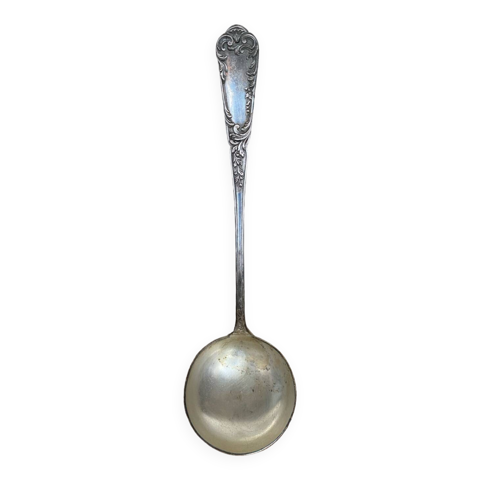 Old SFAM Goldsmith's Ladle Silver Plated Metal 12G Leaf Decor #B342