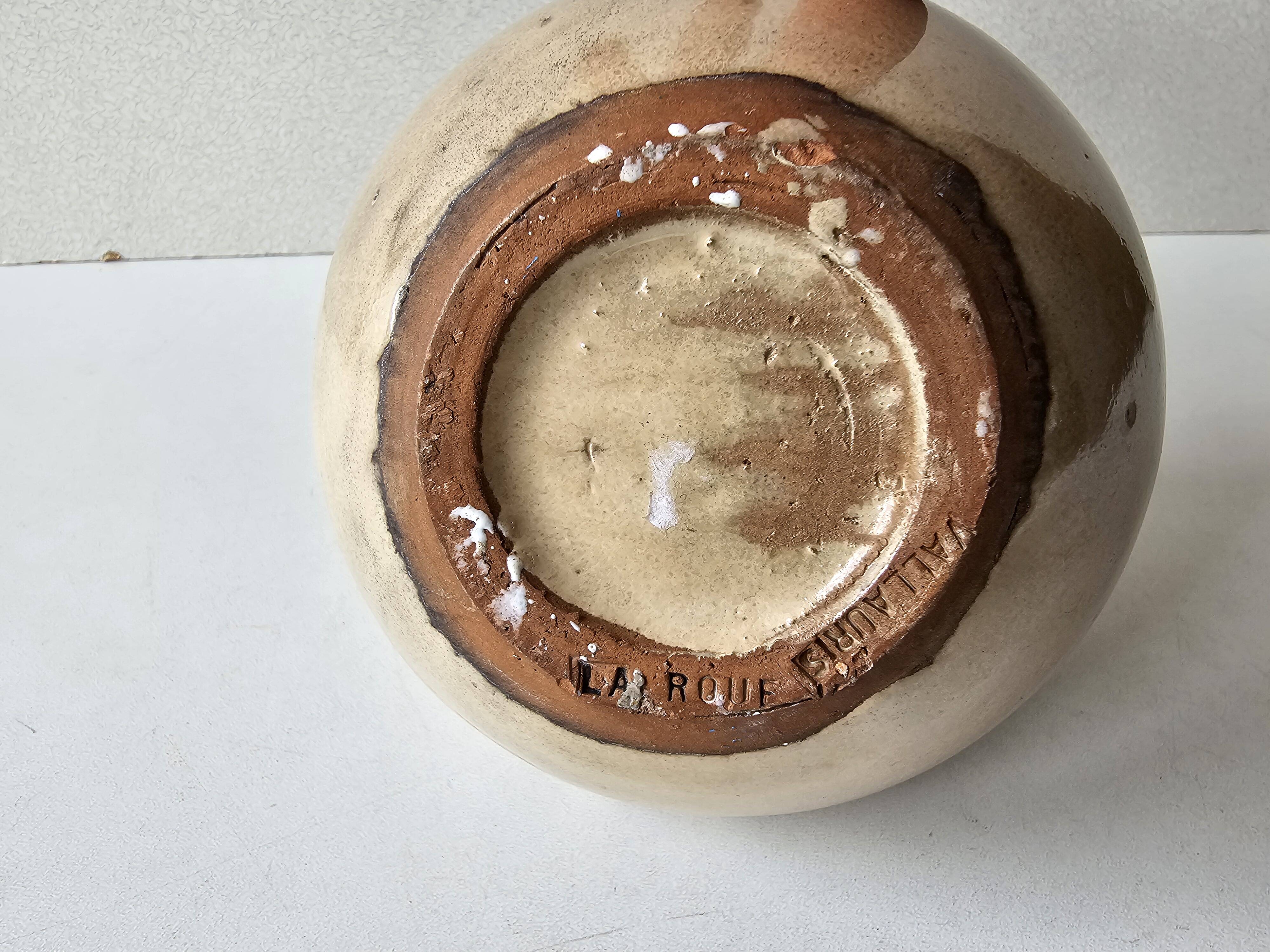 Ceramic flower vase Signed La Roue (Vallauris)