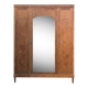 Art deco wardrobe in raw oak with bevelled mirror.