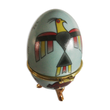 Sky blue porcelain egg box animals