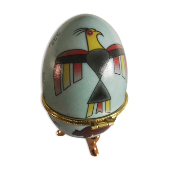 Boîte oeuf en porcelaine bleu ciel animaux