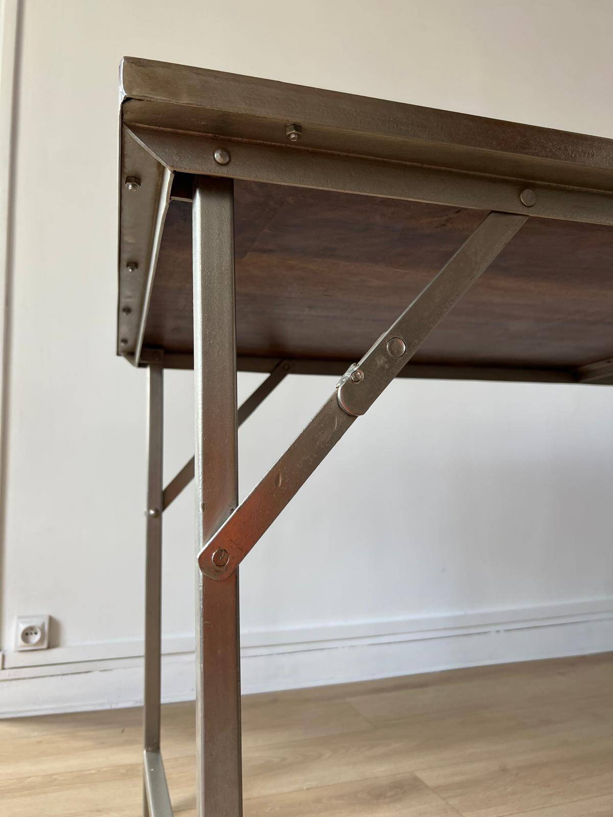 Folding industrial-style dining table