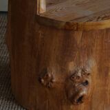 Swedish brutalist mid-century sculptural chair in solid pine.