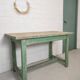 Table de ferme pieds patinés verts