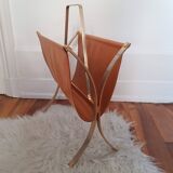 Camel leather and brass magazine holder