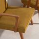 2 armchairs in wood and ochre fabric, 1950