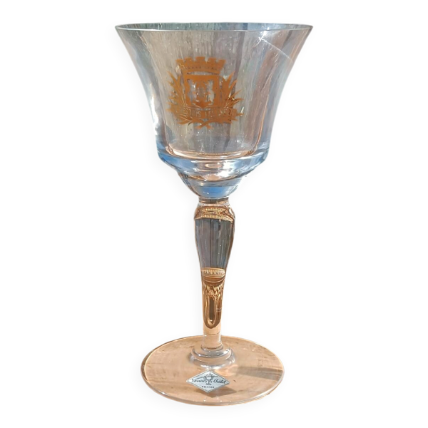 Grand verre de dégustation ancien blason doré – signé Jeanne Châtel