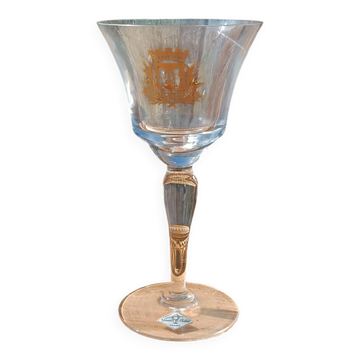 Grand verre de dégustation ancien blason doré – signé Jeanne Châtel