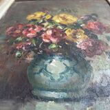 Pair, oil painting, 19th century, still life with bouquet of flowers, wooden frames, signed