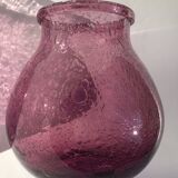 Bubble mouth blown glass vase Biot style height 22cm
